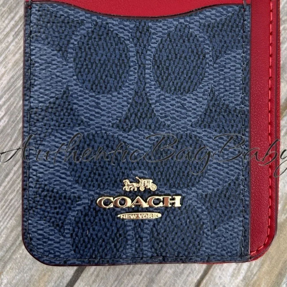 Coach Zip Card Case In Signature Canvas With Varsity Print Wallet Bag